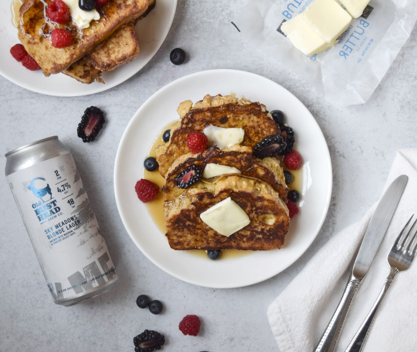 Sky Meadows Blonde Lager Beer Bread French Toast Old Bust Head